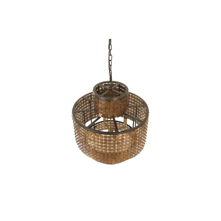 Medieval Chainmail Inspired Brass Geometric Chandelier 22"