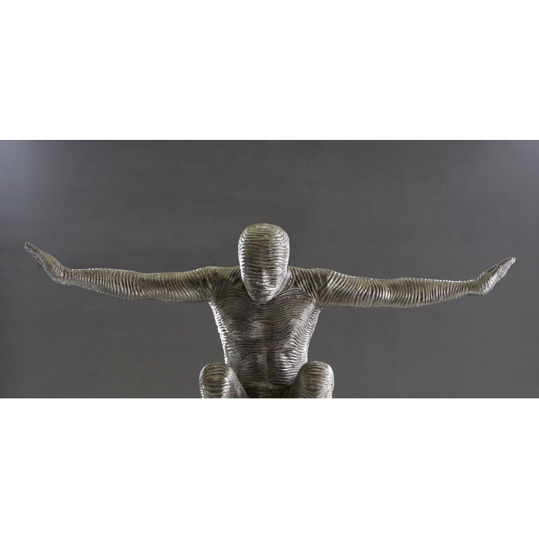 Transitional Large Silver Metal Outstretched Arms Statue