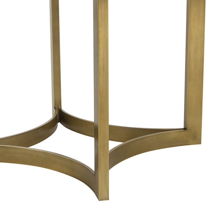 Mid-Century Modern Round Walnut Dining Table with Brass Base
