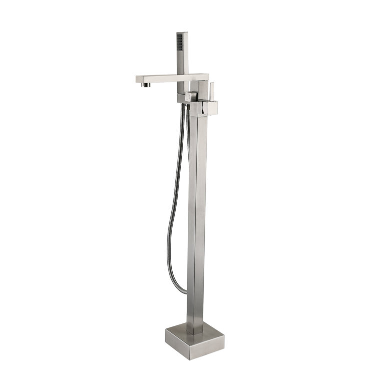 Brushed Nickel Freestanding Tub Filler with Hand Shower