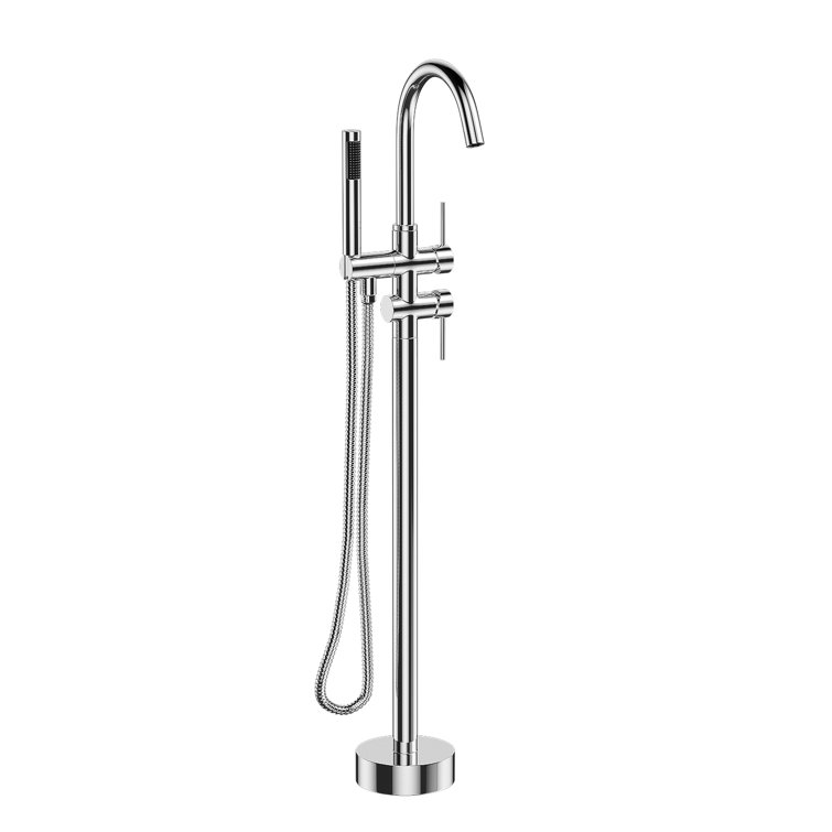 Chrome Freestanding High Arc Tub Filler with Lever Handle