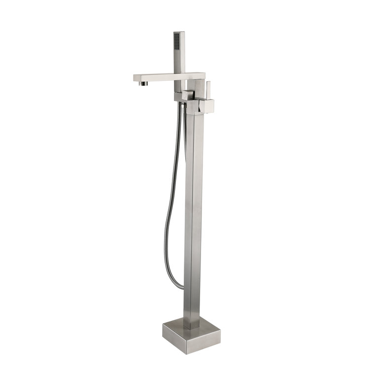 Brushed Nickel Freestanding Tub Filler with Hand Shower