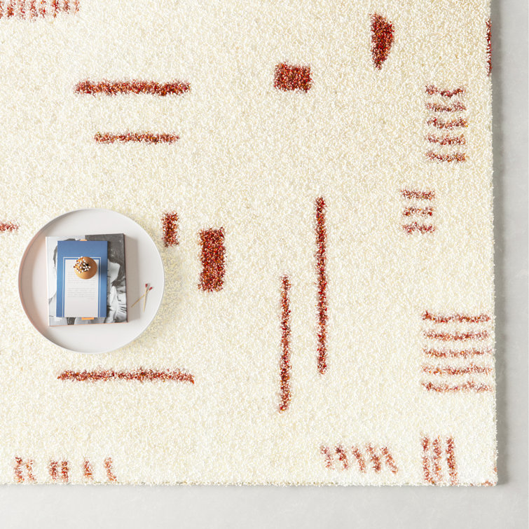 Kids' Geometric Shag Rust & White 5'3" x 7' Area Rug
