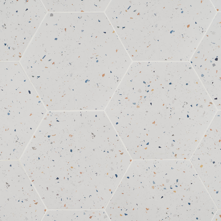 Giotto 13" x 15" White Confetti Matte Porcelain Hexagon Tile