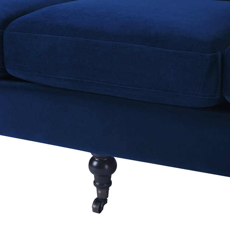 Alana Navy Blue Velvet Lawson Sofa with Removable Cushions