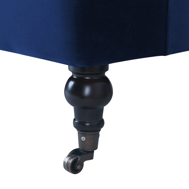 Alana Navy Blue Velvet Lawson Sofa with Removable Cushions
