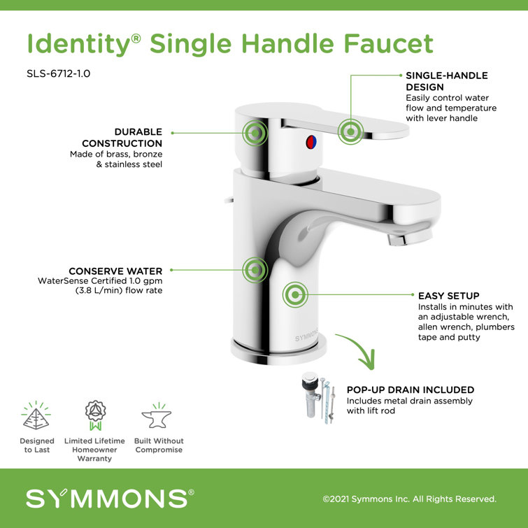 Chrome Single-Handle Bathroom Faucet with Metal Drain Assembly