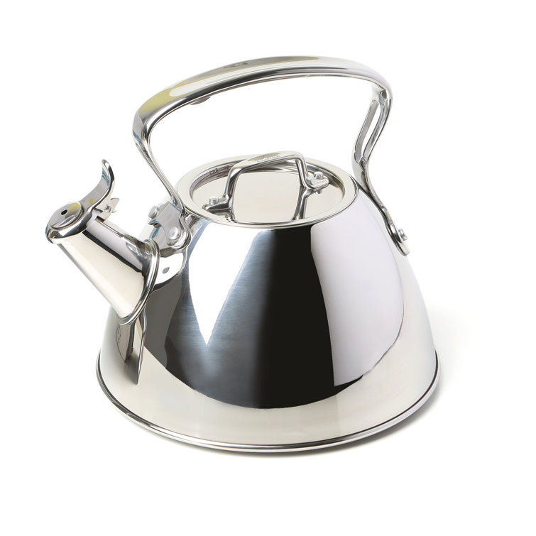 2-Quart Silver Stainless Steel Whistling Tea Kettle