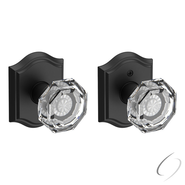 Satin Black Crystal Interior Door Knob with Arch Rosette