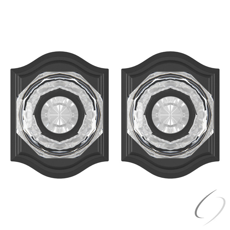Satin Black Crystal Interior Door Knob with Arch Rosette