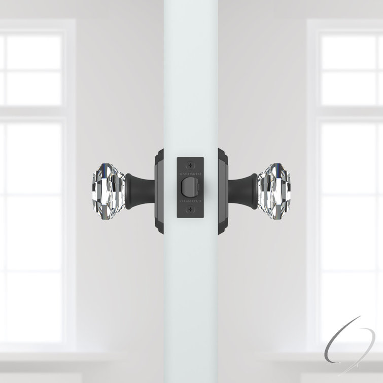Satin Black Crystal Interior Door Knob with Arch Rosette