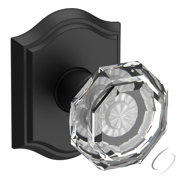 Satin Black Crystal Interior Door Knob with Arch Rosette