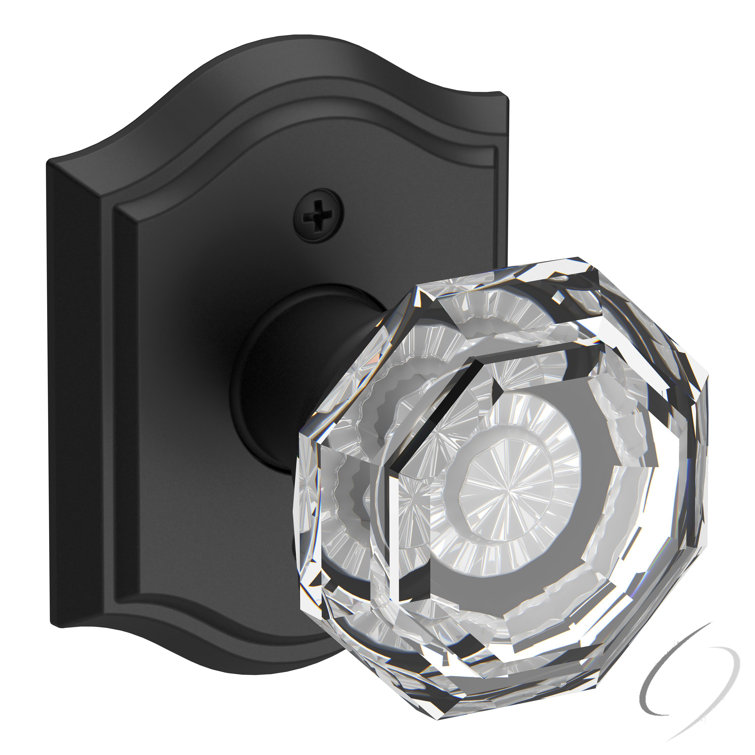 Satin Black Crystal Interior Door Knob with Arch Rosette