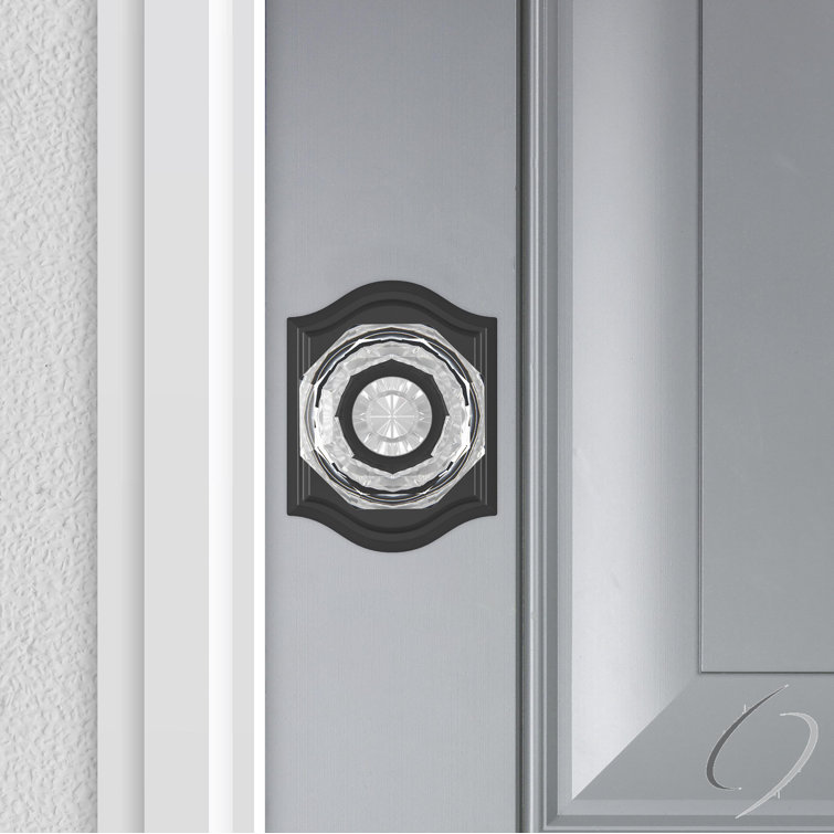 Satin Black Crystal Interior Door Knob with Arch Rosette