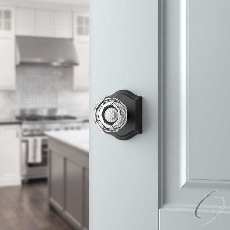 Satin Black Crystal Interior Door Knob with Arch Rosette