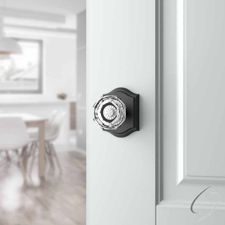Satin Black Crystal Interior Door Knob with Arch Rosette