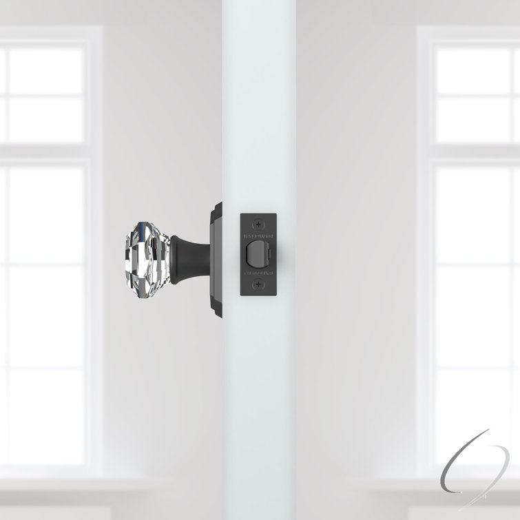 Satin Black Crystal Interior Door Knob with Arch Rosette