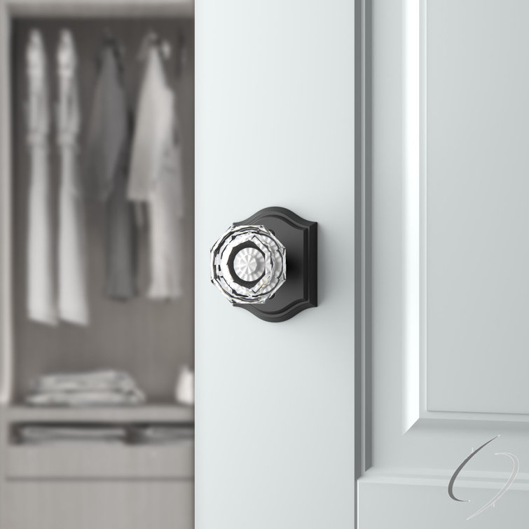 Satin Black Crystal Interior Door Knob with Arch Rosette