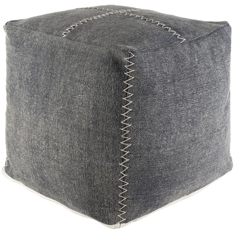 Aarshiya Rustic Square Upholstered Pouf in Natural Charm