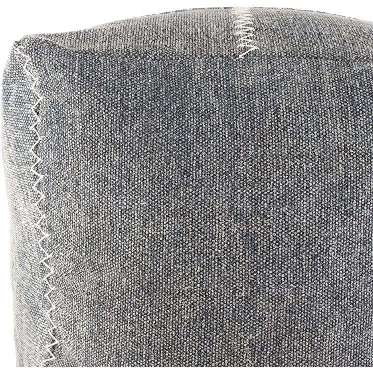 Aarshiya Rustic Square Upholstered Pouf in Natural Charm