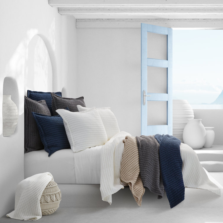 Stone Gray Cotton Standard Sham with Textured Design
