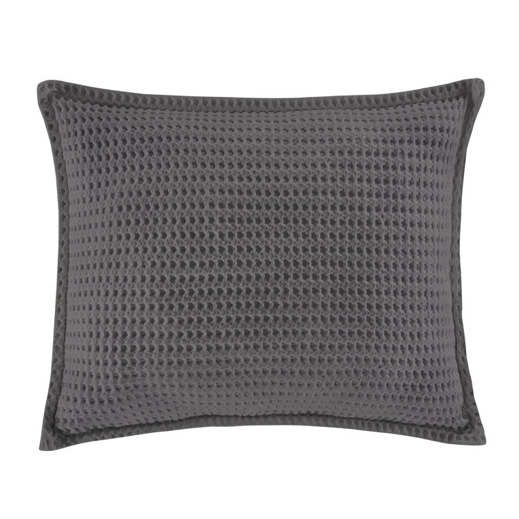 Stone Gray Cotton Standard Sham with Textured Design