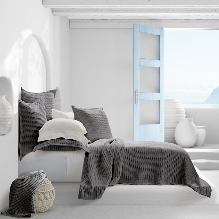 Stone Gray Cotton Standard Sham with Textured Design