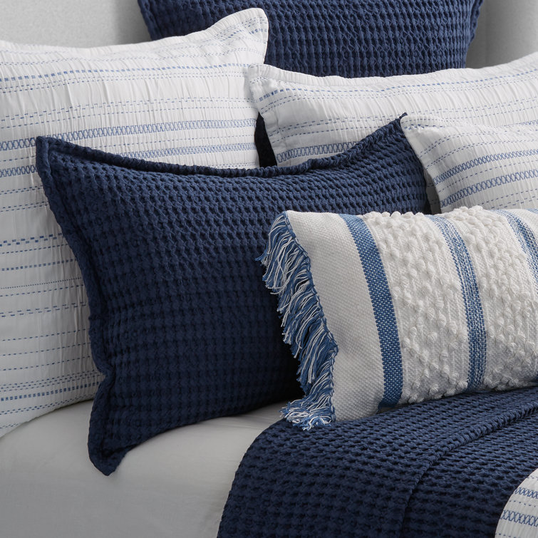 Indigo Cotton Waffle Weave Standard Sham