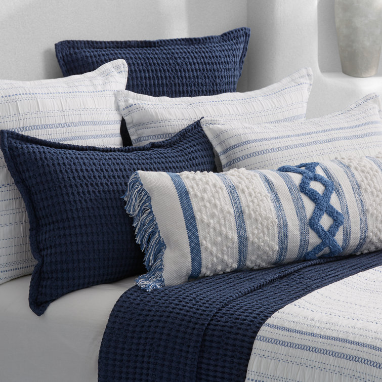 Indigo Cotton Waffle Weave Standard Sham