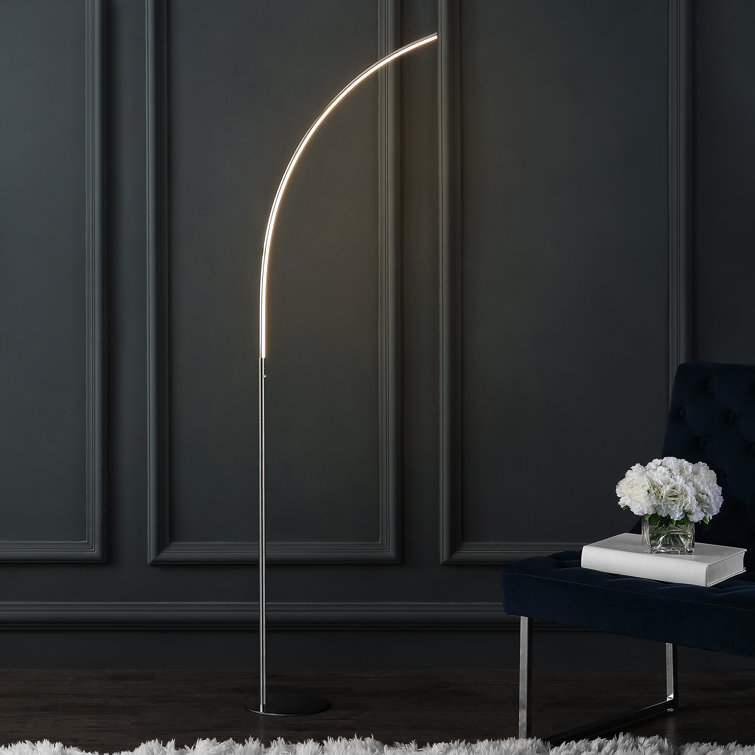 Arc 64" Chrome Finish White LED Floor Lamp with Touch Sensor