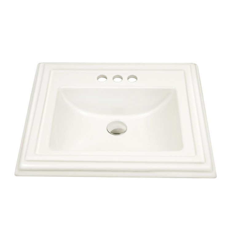 Dekorman 17.6'' White Ceramic Rectangular Bathroom Sink with Overflow