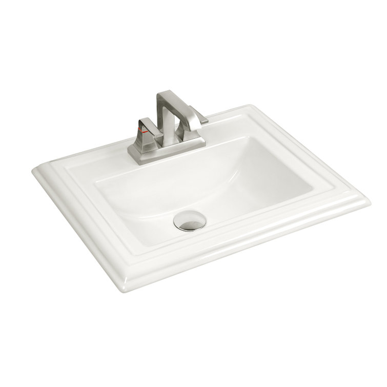 Dekorman 17.6'' White Ceramic Rectangular Bathroom Sink with Overflow