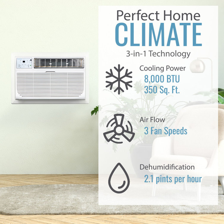 Keystone 8000 BTU White Through-the-Wall Air Conditioner with Remote