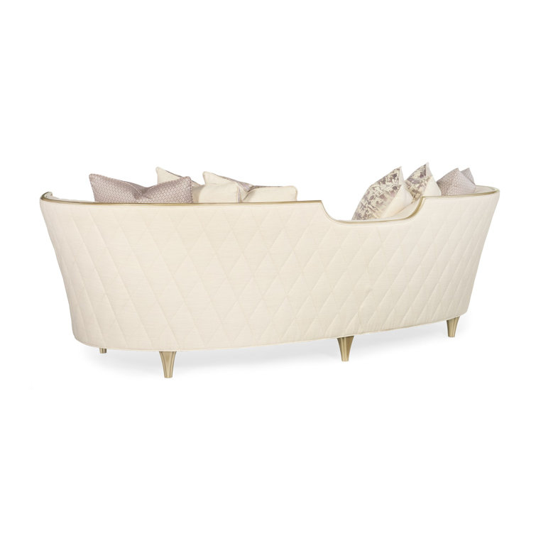 Adela 105'' Cream Velvet Upholstered Sofa with Flared Arms