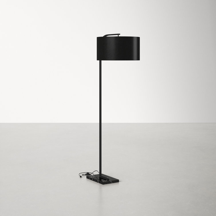 Dorian Black Metal Arc Floor Lamp with Marble Base
