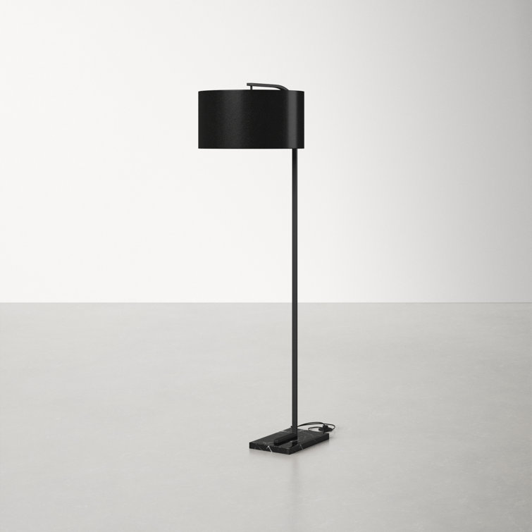 Dorian Black Metal Arc Floor Lamp with Marble Base