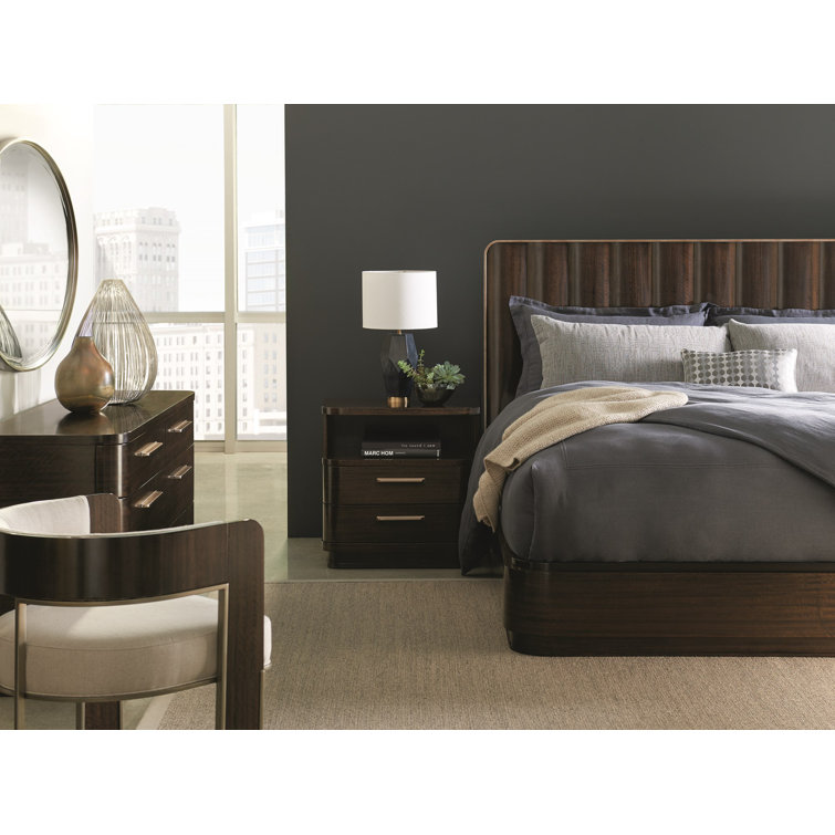 Transitional Aged Bourbon 6-Drawer Dresser with Golden Bronze Pulls