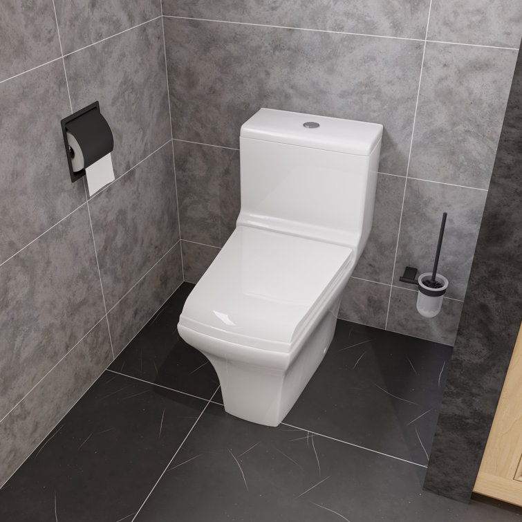 Black Matte Stainless Steel Recessed Toilet Paper Holder with Cover
