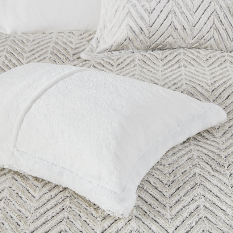 Ivory Full Reversible Plush Fur Duvet Cover Set