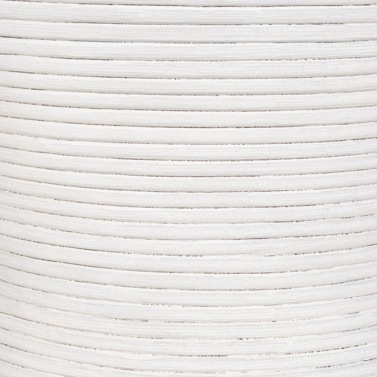 White Drum Shaped Coastal Wood Side Table