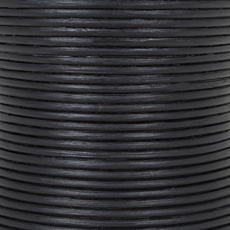 Bohemian Black Round Wood & Metal Drum Side Table