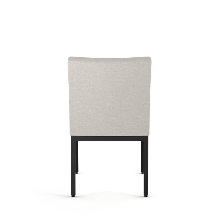 Black Thermofused Laminate Dining Table with Light Gray Chairs