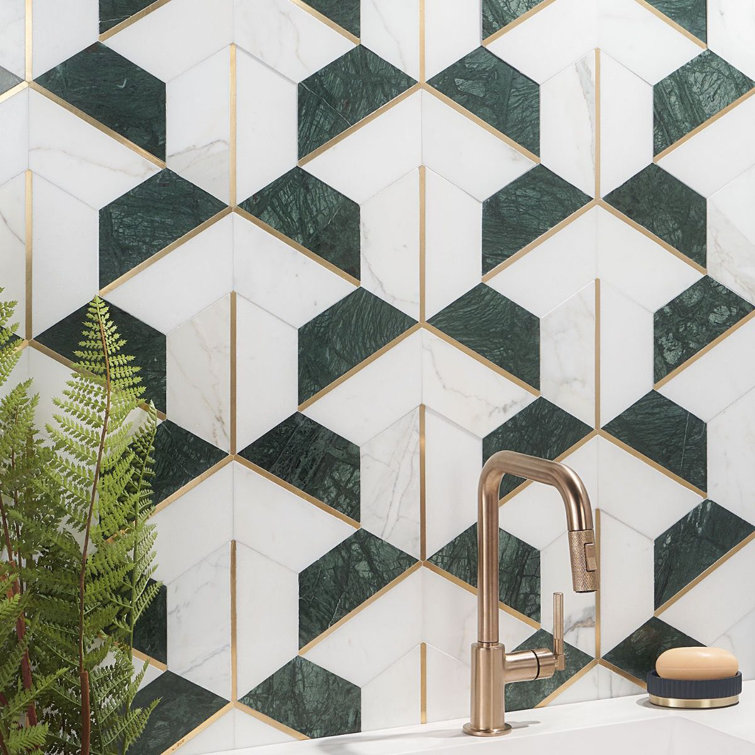 Millenium 10" x 12" Polished Marble Hexagon Mosaic Tile