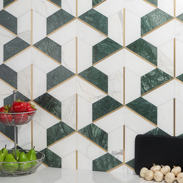 Millenium 10" x 12" Polished Marble Hexagon Mosaic Tile