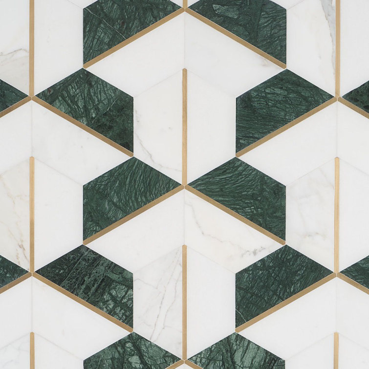 Millenium 10" x 12" Polished Marble Hexagon Mosaic Tile