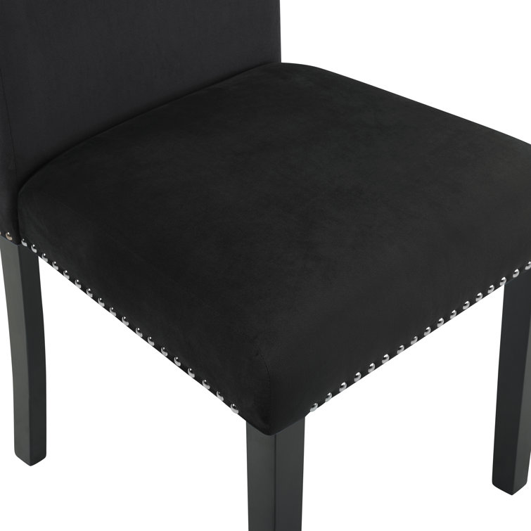 Celeste 5-Piece Black Faux Marble Dining Set with Velvet Chairs