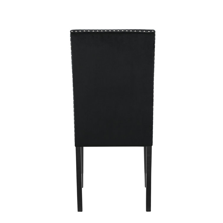 Celeste 5-Piece Black Faux Marble Dining Set with Velvet Chairs