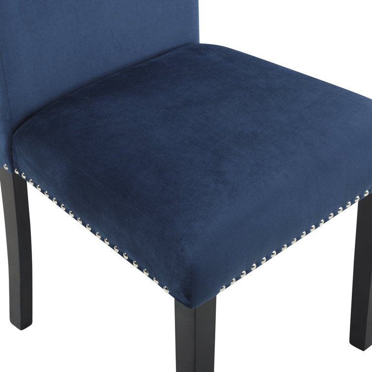 Celeste 5-Piece Blue Velvet and Faux Marble Dining Set