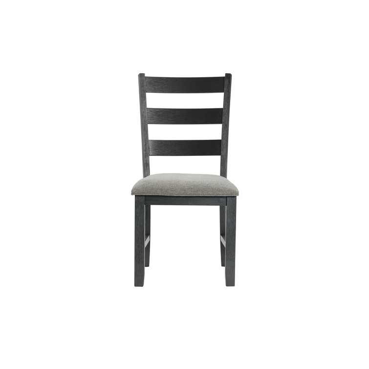 Black Upholstered Ladderback Wood Side Chair