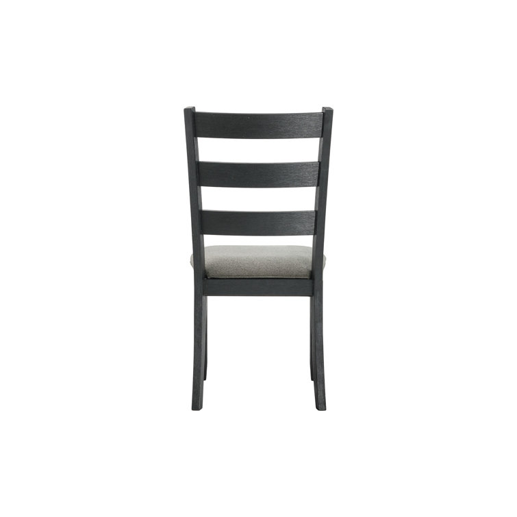 Black Upholstered Ladderback Wood Side Chair